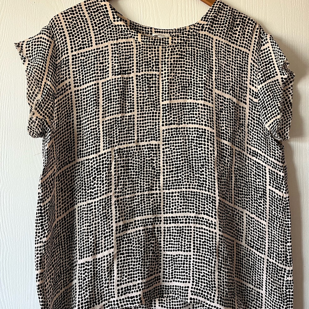 Vince Womens Silk Cap Sleeve Black White's Size Small Top Blouse